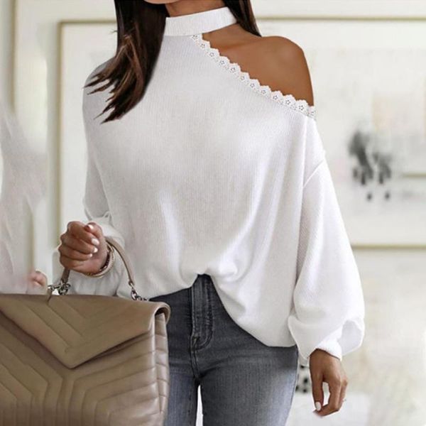 women's sweaters elegant lace o-neck off shoulder woman knit loose long sleeve white pullover women 2021 autumn winter clothes, White;black
women's sweaters elegant lace o-neck off shoulder woman knit loose long sleeve white pullover women 2021 autumn winter clothes, White;black