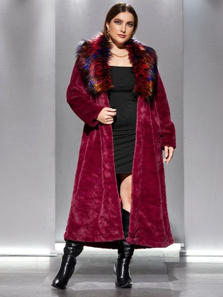 women's fur & faux artificial coat in winter luxury long loose spell magic color lapel thick warm, Black
women's fur & faux artificial coat in winter luxury long loose spell magic color lapel thick warm, Black