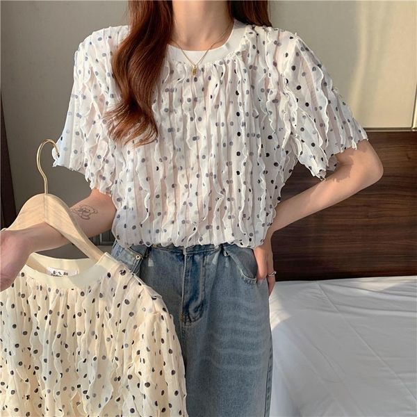 women's blouses & shirts blouse women ruffle polka dot chiffon shirt summer puff sleeve korean fashion clothing aesthetic clothes arriv, White
women's blouses & shirts blouse women ruffle polka dot chiffon shirt summer puff sleeve korean fashion clothing aesthetic clothes arriv, White