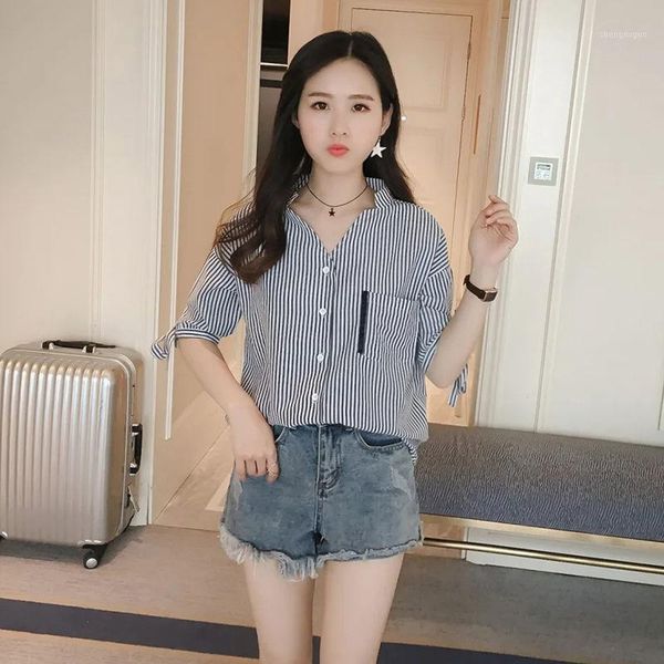 summer women striped half sleeve casual cotton office lady shirts female single breasted bow blouses s359 women's &, White
summer women striped half sleeve casual cotton office lady shirts female single breasted bow blouses s359 women's &, White