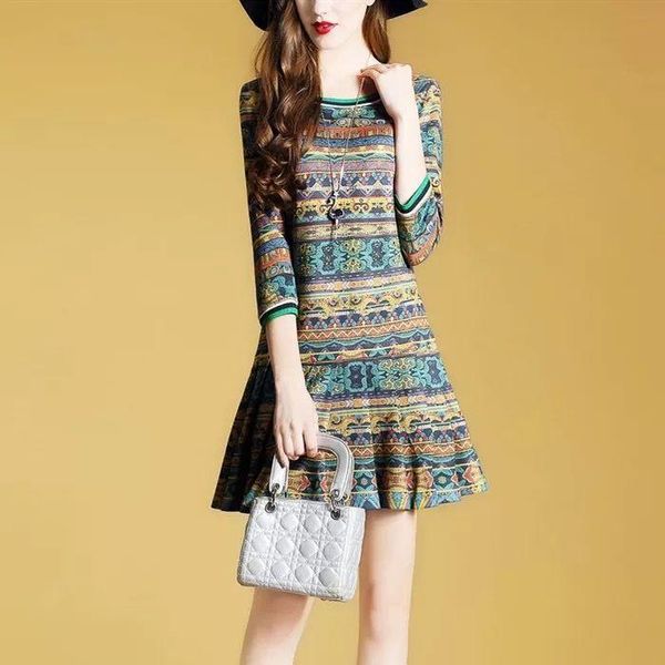 only plus bohemian vintage party dress printed high waist pleat mini dresses autumn national casual women a-line, Black;gray
only plus bohemian vintage party dress printed high waist pleat mini dresses autumn national casual women a-line, Black;gray