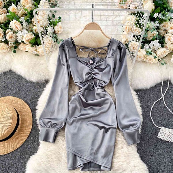 singreiny women design chain satin dress elegant solid retro ruched v neck puff sleeve dresses autumn chic irregular short dress 210419, Black;gray
singreiny women design chain satin dress elegant solid retro ruched v neck puff sleeve dresses autumn chic irregular short dress 210419, Black;gray