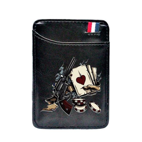 card holders vintage poker chip gun pattern digital printing leather magic wallets men women purse package short mini money clip, Brown;gray
card holders vintage poker chip gun pattern digital printing leather magic wallets men women purse package short mini money clip, Brown;gray