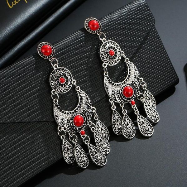 boho rhinestone statement earrings for women gypsy tibetan silve hollow out carving red gem water drops tassel long dangle & chandelier, Silver
boho rhinestone statement earrings for women gypsy tibetan silve hollow out carving red gem water drops tassel long dangle & chandelier, Silver