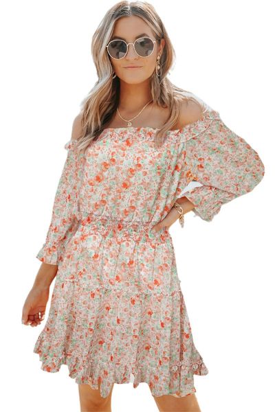 casual dresses multicolor off the shoulder elastic waist ruffled floral dress women summer autumn chiffon print a line short, Black;gray
casual dresses multicolor off the shoulder elastic waist ruffled floral dress women summer autumn chiffon print a line short, Black;gray