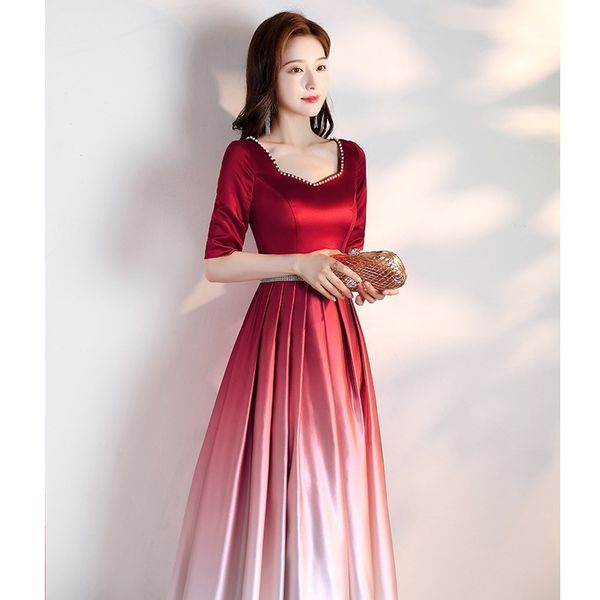 red song chorus evening female 2021 new host recitation solo performance conductor long dress, White;black
red song chorus evening female 2021 new host recitation solo performance conductor long dress, White;black