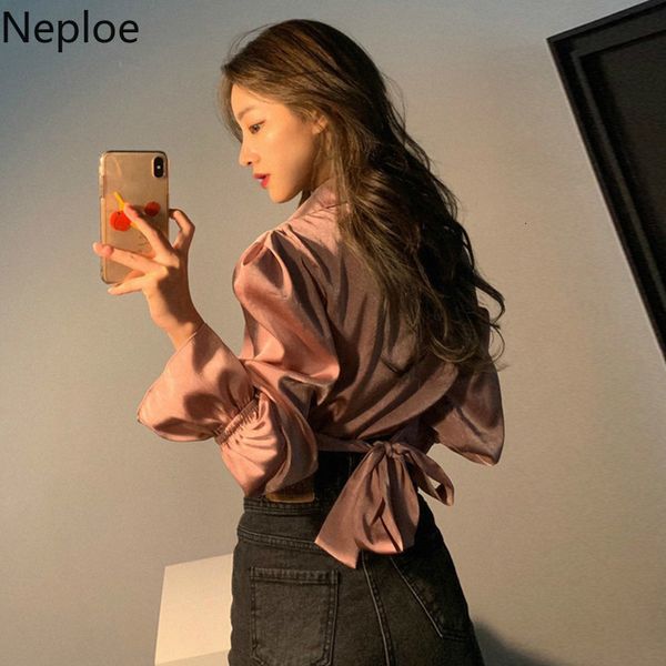 women's blouses & shirts neploe chic retro turn down collar puff long sleeve stain blouse slim fit single breast blusas back lace up bo, White
women's blouses & shirts neploe chic retro turn down collar puff long sleeve stain blouse slim fit single breast blusas back lace up bo, White