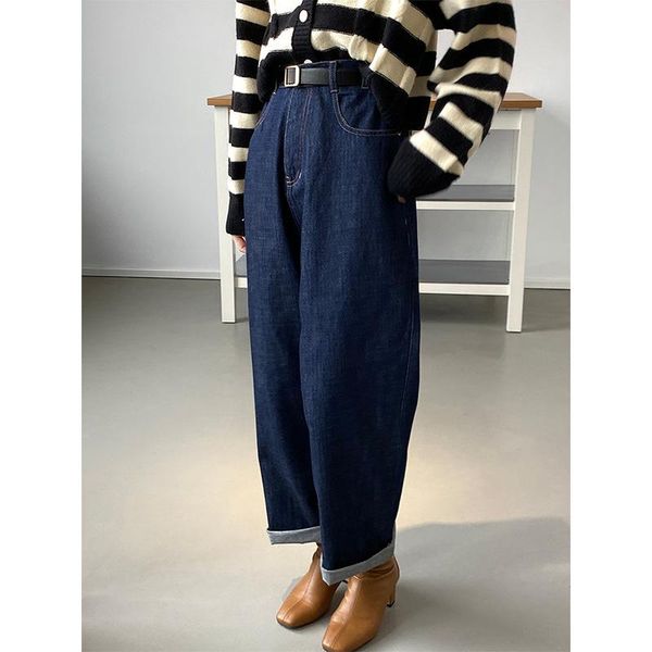 women's pants & capris dark blue rolled straight pants. autumn loose wide leg 8202, Black;white
women's pants & capris dark blue rolled straight pants. autumn loose wide leg 8202, Black;white