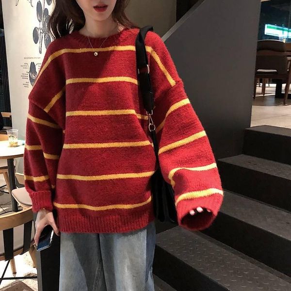 red striped ulzzang vintage loose womens sweaters korean oversized harajuku clothing casual high street streetwear, White;black
red striped ulzzang vintage loose womens sweaters korean oversized harajuku clothing casual high street streetwear, White;black