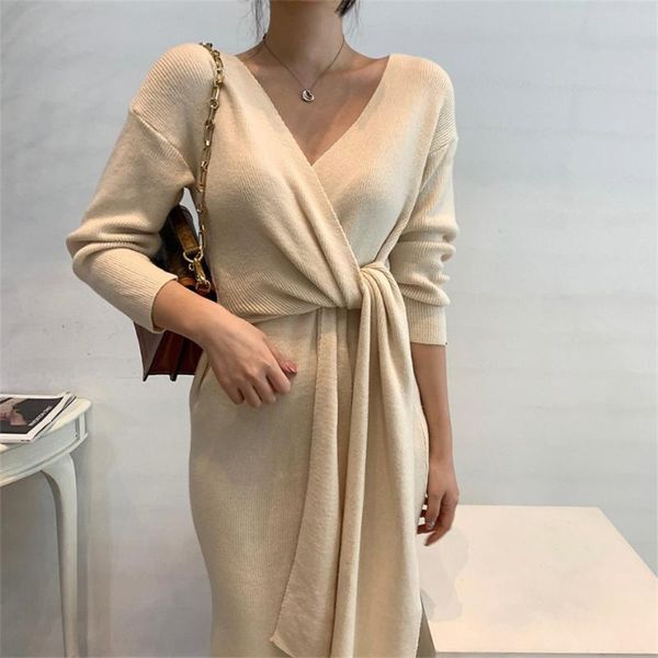 casual dresses chic women long dress knitted v-neck solid high waist slim-fit autumn streetwear vestidos office lady femme, Black;gray
casual dresses chic women long dress knitted v-neck solid high waist slim-fit autumn streetwear vestidos office lady femme, Black;gray