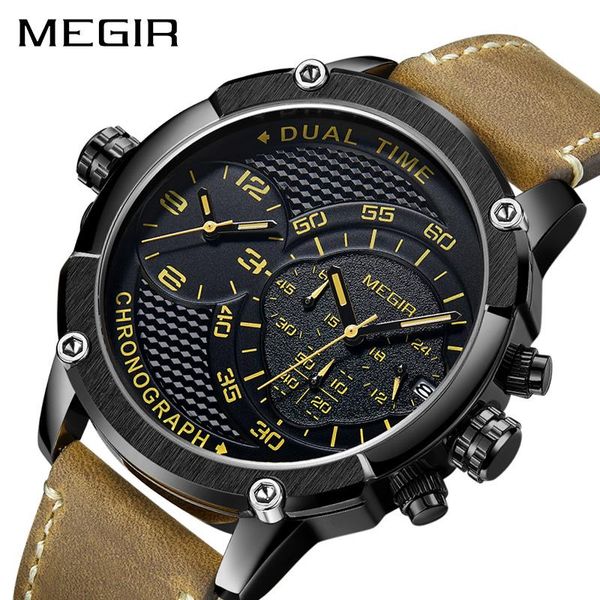 wristwatches megir chronograph sport quartz watch men dual time zone wrist watches creative leather army military clock hour, Slivery;brown
wristwatches megir chronograph sport quartz watch men dual time zone wrist watches creative leather army military clock hour, Slivery;brown