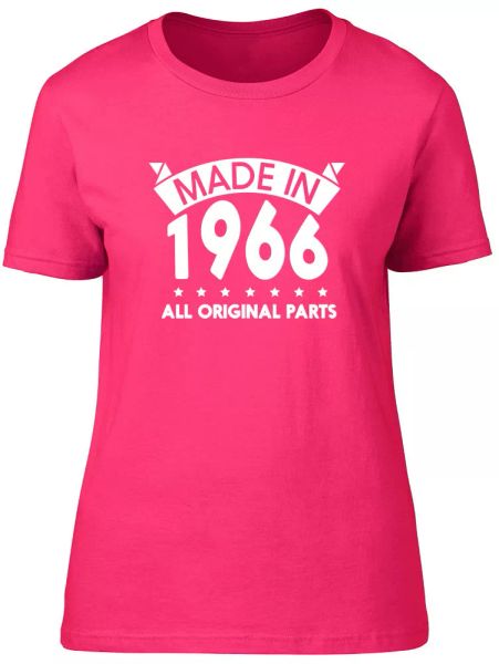 made in 1966, all original parts birthday womens ladies short sleeve t-shirt, White;black
made in 1966, all original parts birthday womens ladies short sleeve t-shirt, White;black