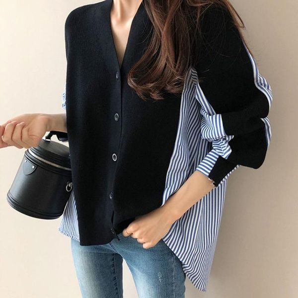 women's knits & tees striped spliced women knitted cardigan 2021 spring full sleeve v-neck single-breasted casual fashion korean sweat, White
women's knits & tees striped spliced women knitted cardigan 2021 spring full sleeve v-neck single-breasted casual fashion korean sweat, White