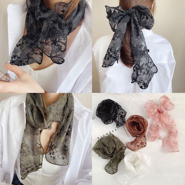 scarves 2021 korean lace scarf women fashion chic headband retro floral hijabs office lady long wraps brand design bandana, Blue;gray
scarves 2021 korean lace scarf women fashion chic headband retro floral hijabs office lady long wraps brand design bandana, Blue;gray