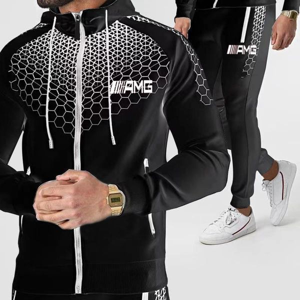 men's tracksuits 2021 amg spring and autumn jogging sportswear zipper hoodie + pants 2-piece sports suit clothing, Gray
men's tracksuits 2021 amg spring and autumn jogging sportswear zipper hoodie + pants 2-piece sports suit clothing, Gray