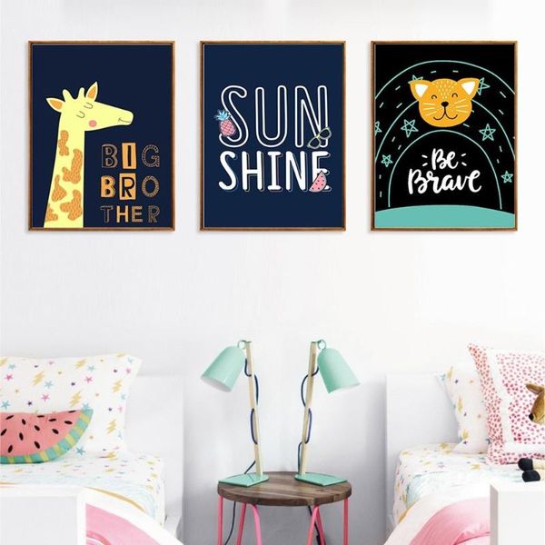 paintings cute cartoon animal canvas painting giraffe children blessing phrase poster living room kindergarten decor aesthetics pictures 
paintings cute cartoon animal canvas painting giraffe children blessing phrase poster living room kindergarten decor aesthetics pictures