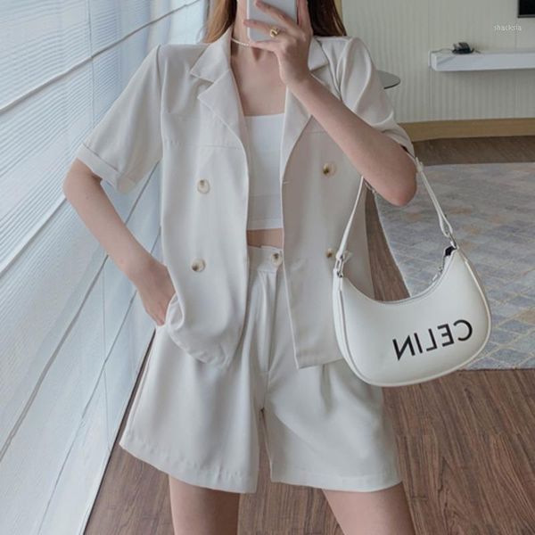 women's tracksuits korean version ol temperament shorts suit two-piece for women double-breasted jacket + wide-leg casual ensembles fem, Gray
women's tracksuits korean version ol temperament shorts suit two-piece for women double-breasted jacket + wide-leg casual ensembles fem, Gray
