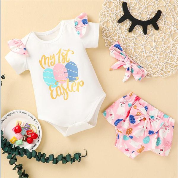 clothing sets 0-18m born baby girls easter printed 3pcs romper set, ruffled decoration short sleeve bodysuit triangle shorts sweet headband, White
clothing sets 0-18m born baby girls easter printed 3pcs romper set, ruffled decoration short sleeve bodysuit triangle shorts sweet headband, White