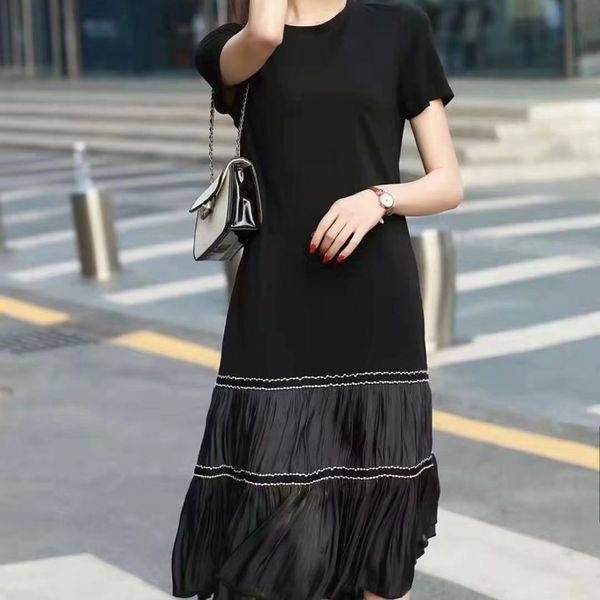 dress summer style temperament mid-length seam short sleeve garments quality women's clothing, Black;gray
dress summer style temperament mid-length seam short sleeve garments quality women's clothing, Black;gray