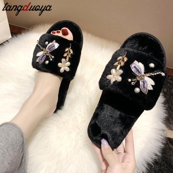 home slippers cartoon shoes fur women winter flip flops camellia pearl beading pantufas cozy slides, Black
home slippers cartoon shoes fur women winter flip flops camellia pearl beading pantufas cozy slides, Black