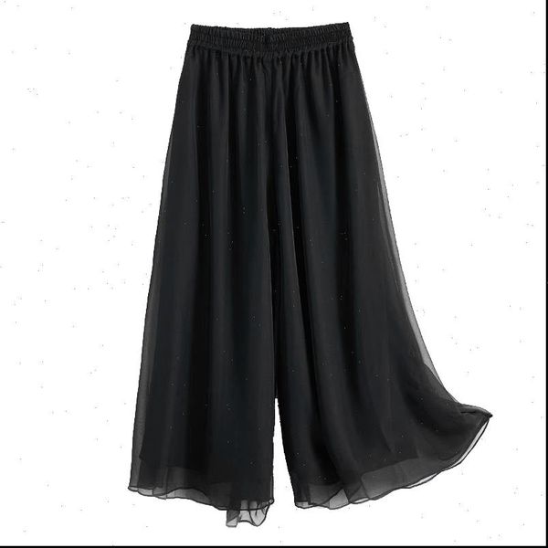 wide leg solid color culottes women pants high waist thin chiffon plus size casual ladies trousers, Black;white
wide leg solid color culottes women pants high waist thin chiffon plus size casual ladies trousers, Black;white