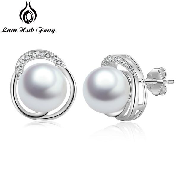 pearl earrings 925 sterling silver stud with cubic zirconia anniversary gift wedding jewelry for women (lam hub fong), Golden;silver
pearl earrings 925 sterling silver stud with cubic zirconia anniversary gift wedding jewelry for women (lam hub fong), Golden;silver