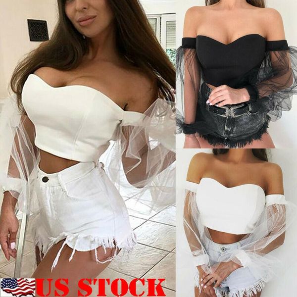 women's t-shirt women see-through sheer mesh elegant off shoulder bubble ladies v neck crop lolita girls' puff long sleeve, White
women's t-shirt women see-through sheer mesh elegant off shoulder bubble ladies v neck crop lolita girls' puff long sleeve, White