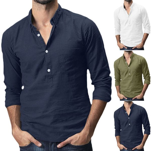 men's casual shirts designer solid color with buttons fashion long sleeved mens spring and summer man stand collar aocn, White;black
men's casual shirts designer solid color with buttons fashion long sleeved mens spring and summer man stand collar aocn, White;black