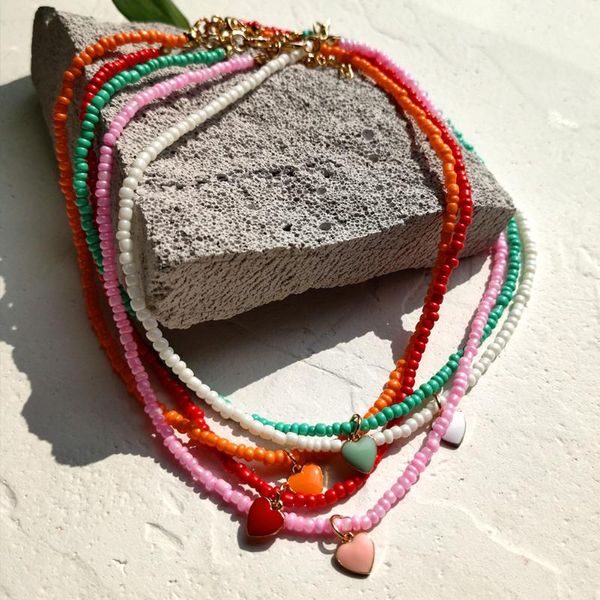 chains 2021 handmade love heart drip glaze pendant beaded necklaces for women multicolor rice bead choker necklace fashion jewelry, Silver
chains 2021 handmade love heart drip glaze pendant beaded necklaces for women multicolor rice bead choker necklace fashion jewelry, Silver