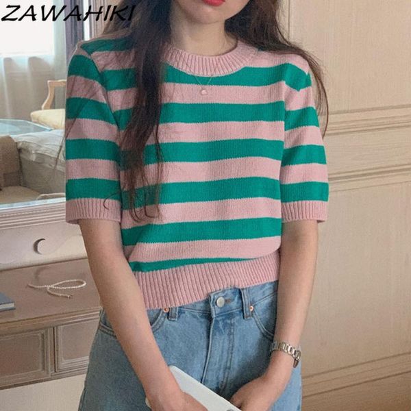 women's t-shirt zawahiki striped t shirts panelled korean vintage summer knitted women short sleeve all match fashion ropa mujer elega, White
women's t-shirt zawahiki striped t shirts panelled korean vintage summer knitted women short sleeve all match fashion ropa mujer elega, White