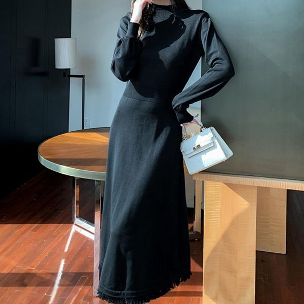 casual dresses autumn fashion sweater slim maxi 2021 vintage long sleeve bottomed knitted black dress robe femme elegant vestidos, Black;gray
casual dresses autumn fashion sweater slim maxi 2021 vintage long sleeve bottomed knitted black dress robe femme elegant vestidos, Black;gray