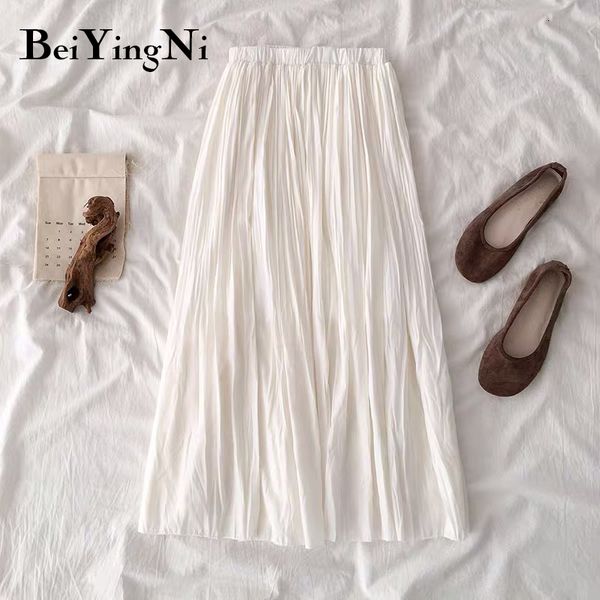 beiyingni summer women's casual solid color vintage skirt pleated korean all-match white black skirts woman faldas mujer 210323
beiyingni summer women's casual solid color vintage skirt pleated korean all-match white black skirts woman faldas mujer 210323