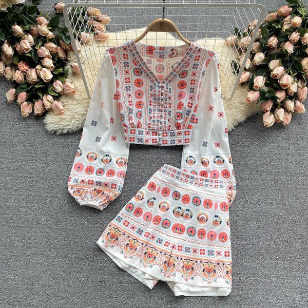 singreiny women spring fashion retro print set puff sleeve v neck short high waist wide leg short pants two piece suits 210419, Black;gray
singreiny women spring fashion retro print set puff sleeve v neck short high waist wide leg short pants two piece suits 210419, Black;gray