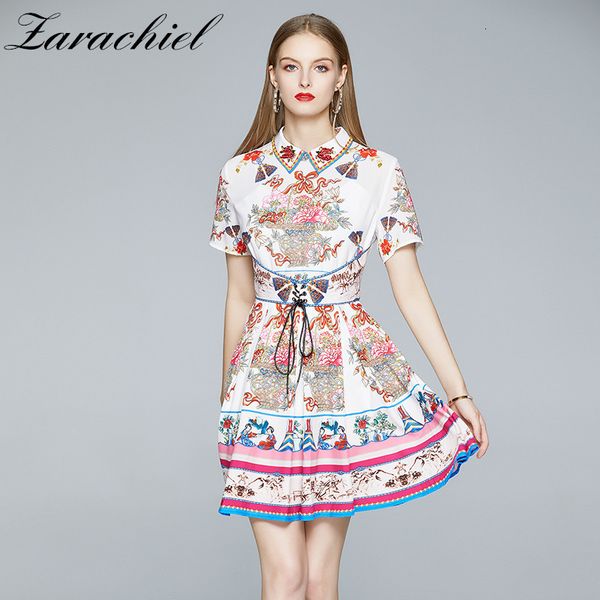 dresses summer runway mini women's fashion turn down collar short sleeve flower print lace-up waist vintage es vestdios, Black;gray
dresses summer runway mini women's fashion turn down collar short sleeve flower print lace-up waist vintage es vestdios, Black;gray