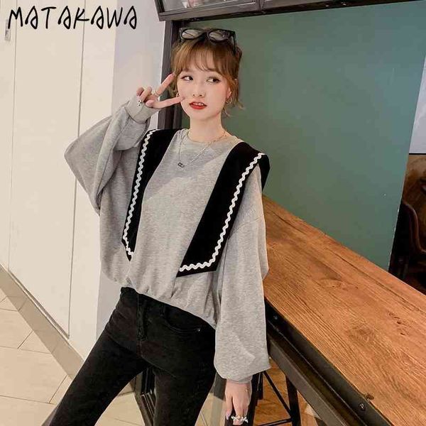 matakawa navy collar pullover hoodies spring contrast stitching sweatshirt women loose-fit long-sleeved 210513, Black
matakawa navy collar pullover hoodies spring contrast stitching sweatshirt women loose-fit long-sleeved 210513, Black