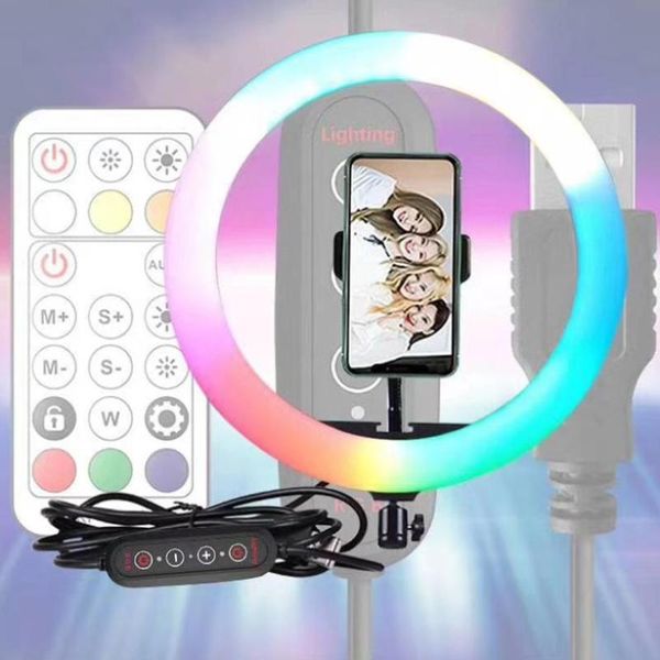 flash heads rgb 60 led color selfie ring light with 4/1 port phone stand holder circle lamp trepied tripod fill makeup
flash heads rgb 60 led color selfie ring light with 4/1 port phone stand holder circle lamp trepied tripod fill makeup