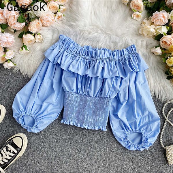 women blouse spring autumn solid slash neck vintage puff sleeve short shirt slim korean chic fashion blouses 210531, White
women blouse spring autumn solid slash neck vintage puff sleeve short shirt slim korean chic fashion blouses 210531, White