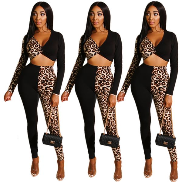 women's plus size tracksuits leopard fashion splicing long sleeve leisure sports home suit