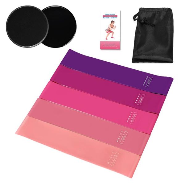 resistance loop bands set with 2pcs dual sided core sliders for yoga home gym training
resistance loop bands set with 2pcs dual sided core sliders for yoga home gym training