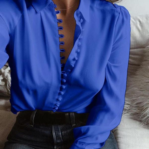 women's blouses & shirts women long sleeve shirt solid color black blue blouse with button down-collar plus size, White
women's blouses & shirts women long sleeve shirt solid color black blue blouse with button down-collar plus size, White
