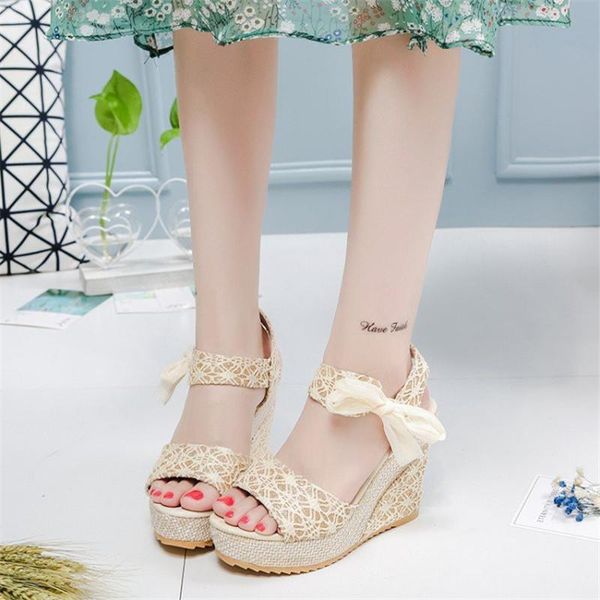 summer fashion women high heel wedge platform sandals solid color leisure female bowknot ankle lace strap, Black
summer fashion women high heel wedge platform sandals solid color leisure female bowknot ankle lace strap, Black