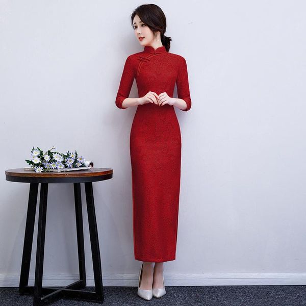 ethnic clothing traditional chinese mandarin collar lace women satin cheongsam vintage button qipao slim long bride wedding dress vesti, Red
ethnic clothing traditional chinese mandarin collar lace women satin cheongsam vintage button qipao slim long bride wedding dress vesti, Red