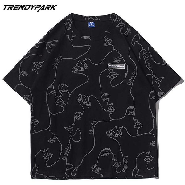men's t-shirt reflection lines abstract faces summer short sleeve hip hop oversize cotton casual harajuku streetwear tshirts 210601, White;black
men's t-shirt reflection lines abstract faces summer short sleeve hip hop oversize cotton casual harajuku streetwear tshirts 210601, White;black