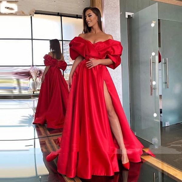 red women prom dresses long a-line satin thigh slit v-neck short sleeves off the shoulder evening dress party special occasion gowns robe de, Black
red women prom dresses long a-line satin thigh slit v-neck short sleeves off the shoulder evening dress party special occasion gowns robe de, Black