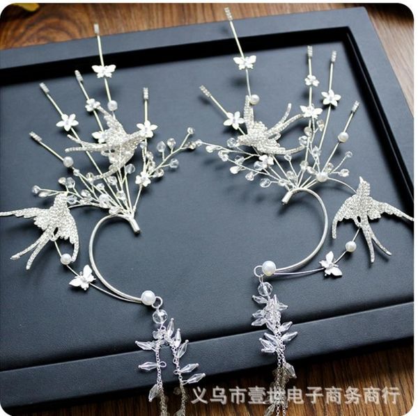 clip-on & screw back rhine elf earrings long tassel bride wedding dress accessories beautiful star exaggerated, Silver
clip-on & screw back rhine elf earrings long tassel bride wedding dress accessories beautiful star exaggerated, Silver