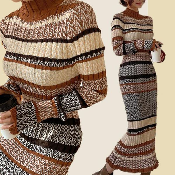 casual dresses one piece sweater dress 2021 autumn winter gentle wind color matching striped waist long knitted fashion women's clothin, Black;gray
casual dresses one piece sweater dress 2021 autumn winter gentle wind color matching striped waist long knitted fashion women's clothin, Black;gray