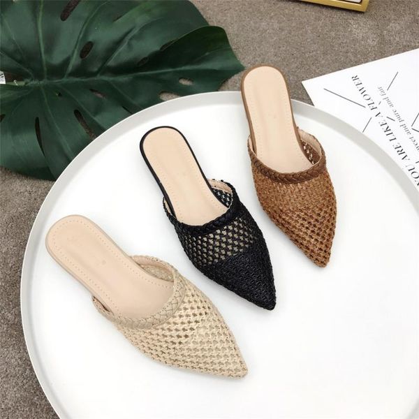 slippers 2021 women's pointed low heel summer cane woven rattan grass sandals beach shoes flat slides, Black
slippers 2021 women's pointed low heel summer cane woven rattan grass sandals beach shoes flat slides, Black