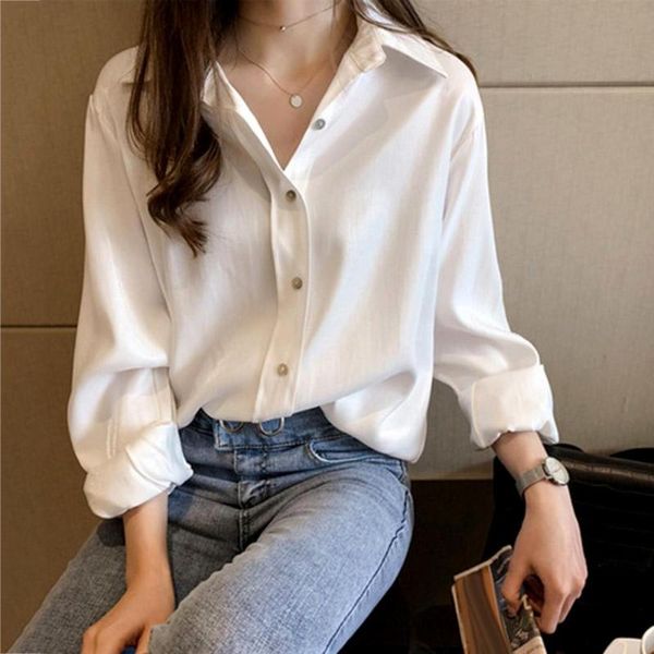 women's blouses & shirts women office solid color long sleeve turndown collar button up loose shirt blouse, White
women's blouses & shirts women office solid color long sleeve turndown collar button up loose shirt blouse, White
