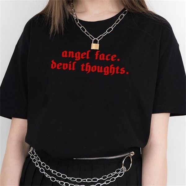 women angel face devil thoughts t-shirt 90s hipsters cute tee grunge style fashion shirt 210512, White
women angel face devil thoughts t-shirt 90s hipsters cute tee grunge style fashion shirt 210512, White