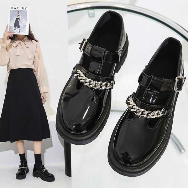dress shoes spring and autumn 2021 small leather for women british style thick sole single chain loafers, Black
dress shoes spring and autumn 2021 small leather for women british style thick sole single chain loafers, Black